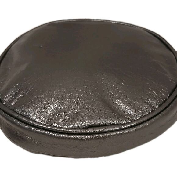 Giorgio Armoni Makeup Cosmetics Bag Circle Pouch Gunmetal Gray Designer Round - Picture 8 of 16